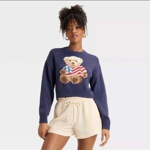 Grayson Threads Navy Patriotic Bear Sweater